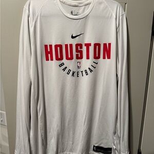 Houston Rockets Nike White Red Long Sleeve Performance Tee
